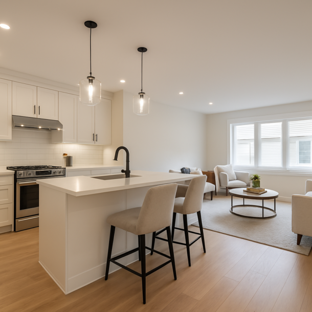 Open concept kitchen and living room