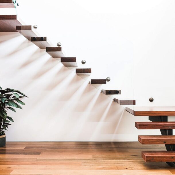 Stairs installation with glass railing Guelph, Ontario