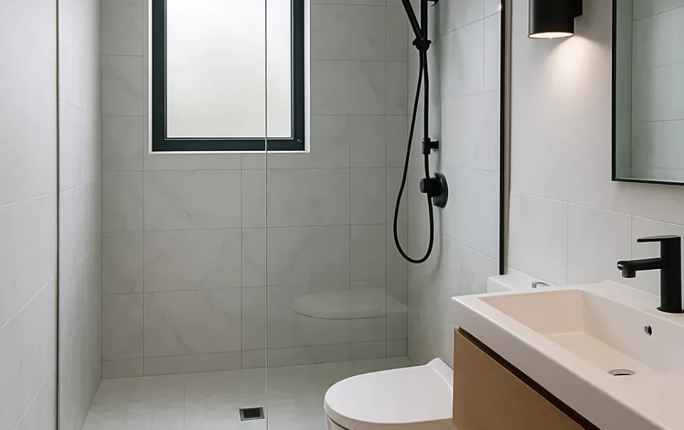 Walk-in shower bathroom renovation